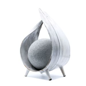 Natural coconut lamp with a whitewash finish, perfect for home decor.