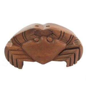 Handcrafted Sheesham wood Bali Magic Box in the shape of a beach crab.