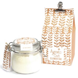 Kilner jar candle with a bright clementine scent, perfect for uplifting spaces.