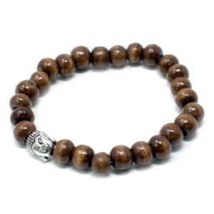 Elegant brown beads and Buddha charm bracelet for a stylish look.