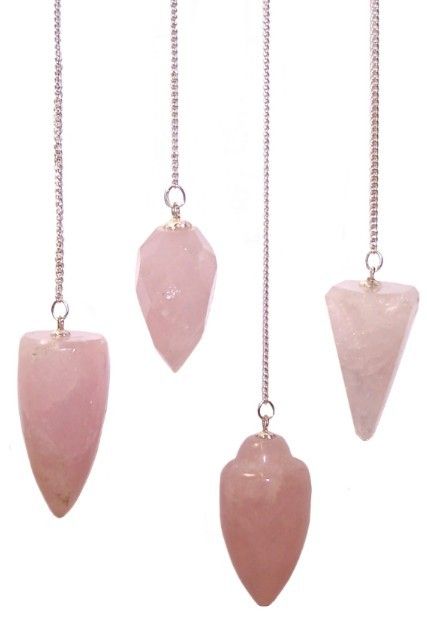Rose quartz magic pendulum with silver chain and gemstone bead