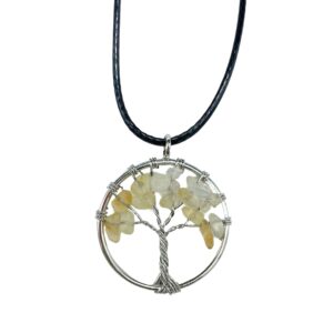 Tree of Life Pendant featuring a vibrant Carnelian gemstone.