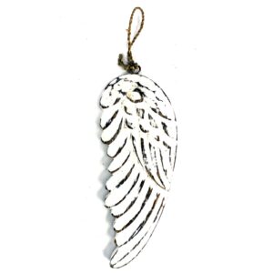Handcrafted vintage-style angel wings in distressed wood, perfect for home decor.