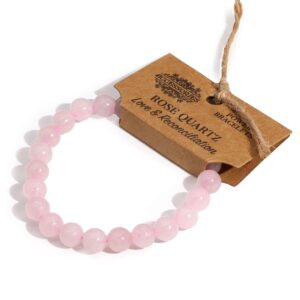 Stretchy rose quartz power bracelet, perfect for any outfit and occasion.