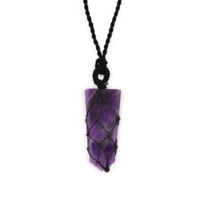 Handcrafted Amethyst flat point pendant with adjustable string for a customised fit.