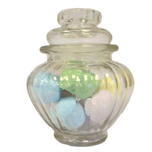 Stylish pumpkin-style candy jar, perfect for home decor and storage.