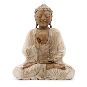 Whitewashed Buddha statue, perfect for meditation and home decor.