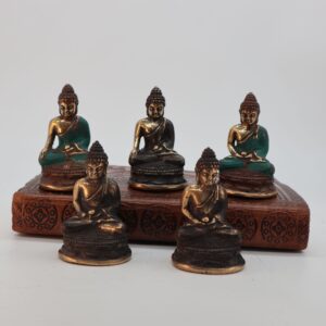 Brass Mini Meditating Sitting Buddha ornament for home decor and meditation.