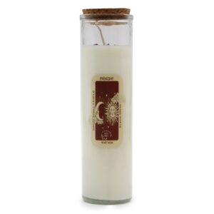 Soy wax candle with Moss Agate gemstones and Velvet Moon fragrance.