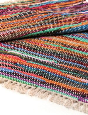 Natural luxury rag rug measuring 155 x 90cm, perfect for home decor.