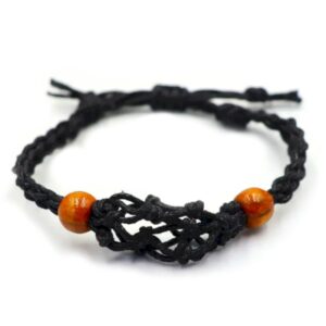 Adjustable black gemstone bracelet cord suitable for various styles.