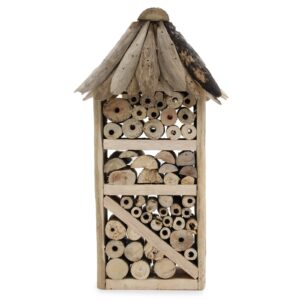 Handmade driftwood bird and insect box for gardens, eco-friendly design.