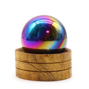 50mm amethyst aura gemstone sphere with a stand, perfect for home decor.