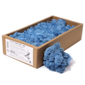 Vibrant blue decorative reindeer moss, perfect for crafts and home decor.