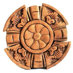 Handmade Sheesham wood Bali Magic Box with intricate petal design.
