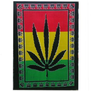 Vibrant cotton wall art featuring herbal leaf designs in rich colours.