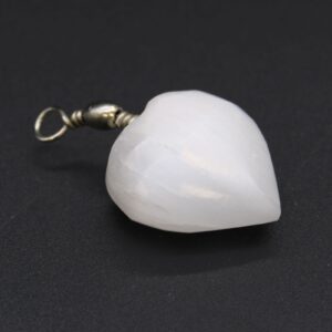Elegant selenite heart pendant showcasing its unique shape and smooth surface.