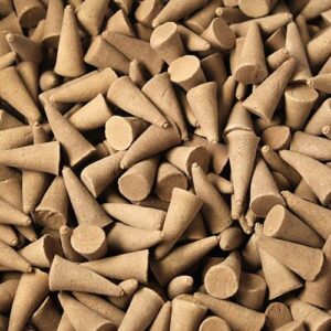 Amber incense cones in vibrant colours, perfect for creating a calming atmosphere.