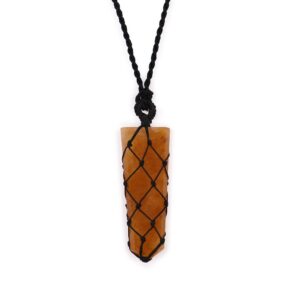 Laced Gemstone Flat Point Pendant showcasing lustrous Golden Quartz