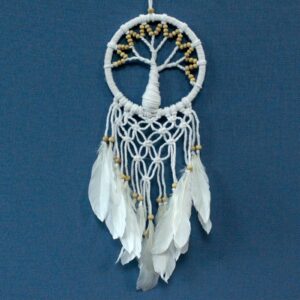 Handmade Tree of Life Dreamcatcher in delicate macrame design.