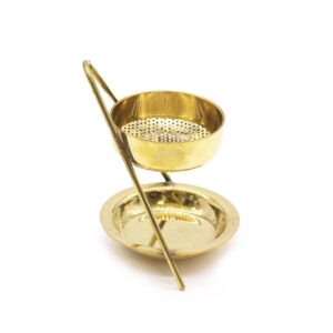 Elegant brass resin incense warmer with a sleek design for home decor.