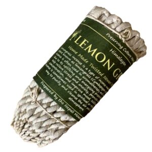 Rope incense sticks with a fresh lemongrass scent for a calming atmosphere.