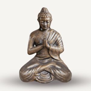 Antique gold praying Buddha statue, perfect for home decor and meditation.