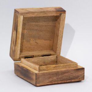 Maroon big square box with a mushroom design, perfect for gifts or home decor.