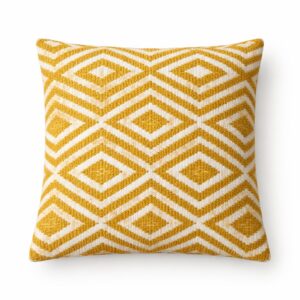 Mustard diamond patterned cushion cover adding warmth to home decor.