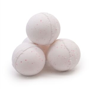 Set of three bath bombs in a warm, inviting setting for a relaxing experience.