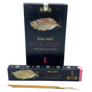 Banjara Tribal Smudge Incense sticks with Wild Rose fragrance and tribal artwork