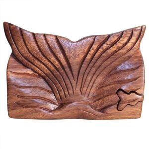 Handcrafted Sheesham wood Bali Magic Box with a whale tail design.