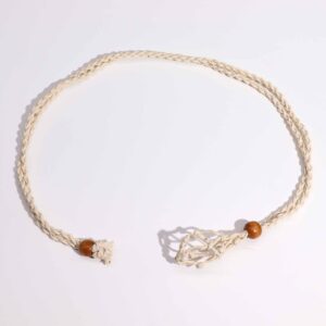 Natural gemstone necklace cord with macramé knotting for durability and style.