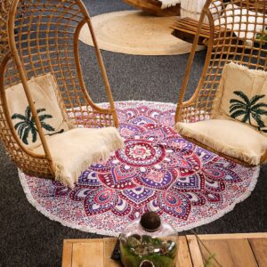 Oversized mandala art in vibrant pink and purple tones for home decor.