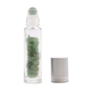 Aventurine gemstone roller bottle with silver cap for essential oils