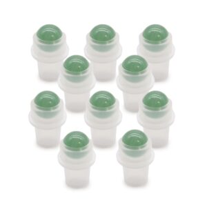 Aventurine gemstone roller tip for 5ml bottle, polished for smooth application.