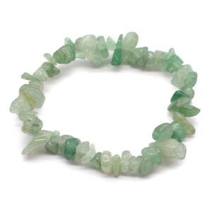 Aventurine green chipstone bracelet on a neutral background.