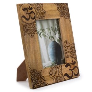 Large black mango wood picture frame featuring a mandala design.