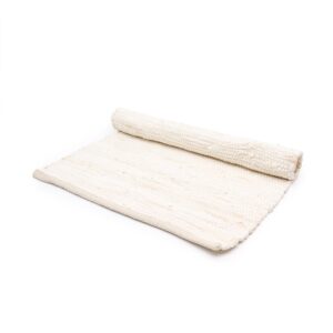 Cream small Indian handloom cotton rug, perfect for home decor.