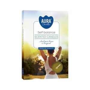 Set of 6 scented tealights in calming pastel colours for a serene atmosphere.
