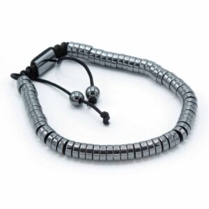 Stylish Magnetic Hematite Shamballa Bracelet with pastel cubes and black design.