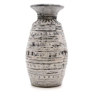 Handmade cream vase with intricate patterns, perfect for decorative use.