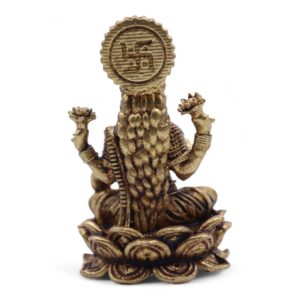 Handcrafted brass figurine of Goddess Laxmi, symbolising prosperity and abundance.