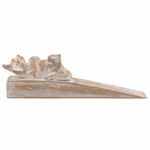 Hand carved wooden kitten doorstop made from sustainable Jemipinis wood.
