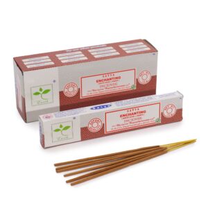 Enchanting Satya Incense pack featuring white sage and amber scent.
