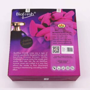 Backflow incense cones with Arabian Jasmine fragrance for a calming atmosphere.
