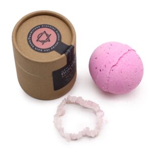 Handcrafted Rose Quartz Gem Bracelet Bath Bomb with Bergamot scent