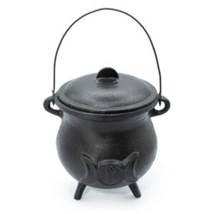 Extra huge cast iron cauldron featuring the Triple Moon symbol for rituals.