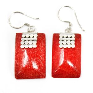 Hand-made 925 silver earrings featuring smooth coral resin discs.