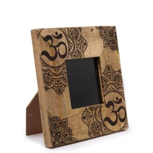 Black mandala design small mango wood picture frame for 10x10cm photos.